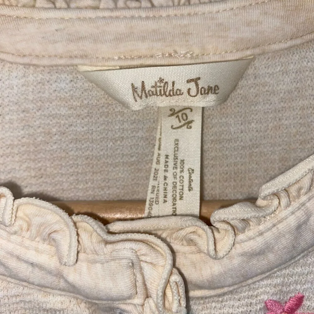 Matilda Jane Girls Top Beige Floral Sunny Embroidered Top